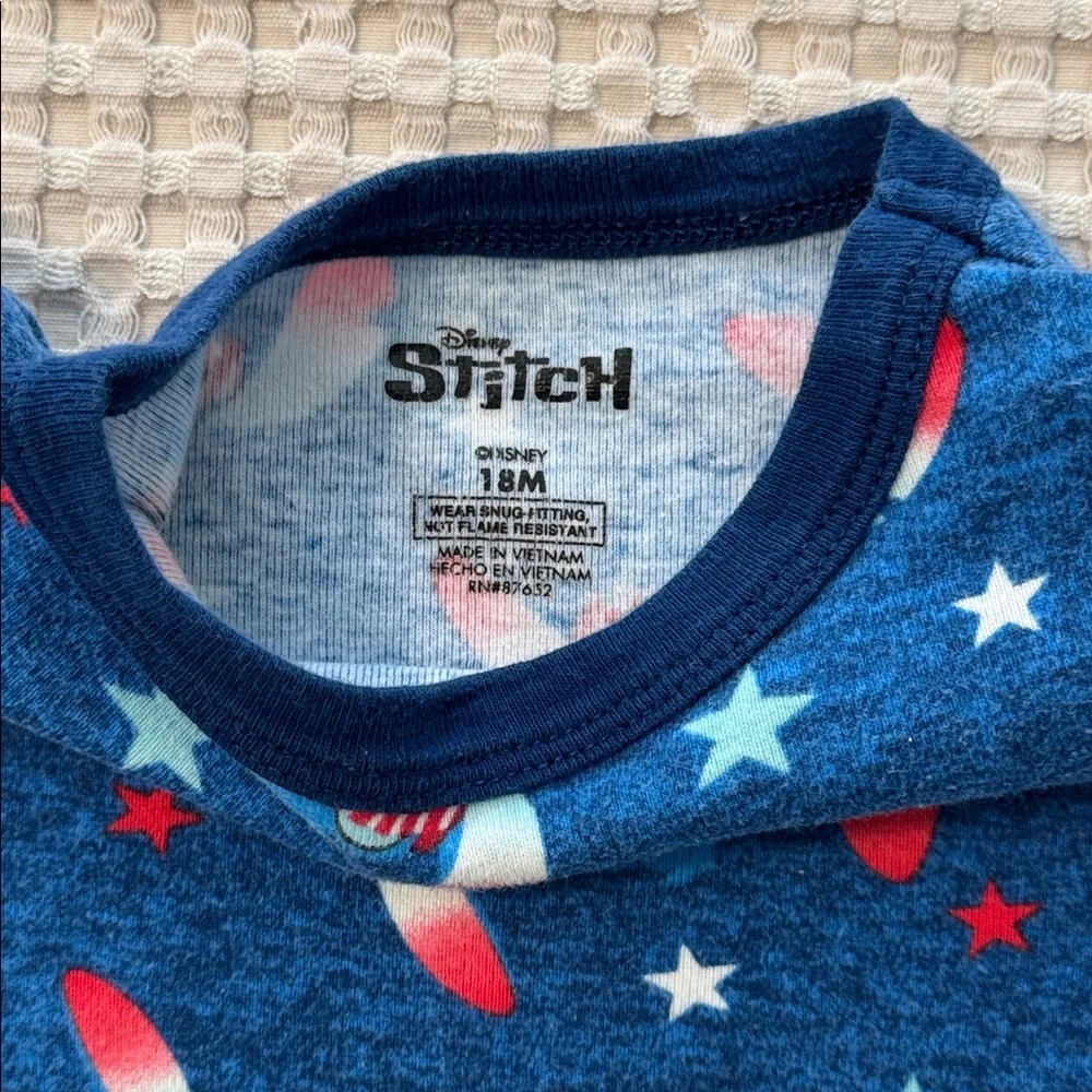 Disney Lilo & Stitch Toddler Pajamas Short Sleeve Unisex PJ Set Red White & Blue